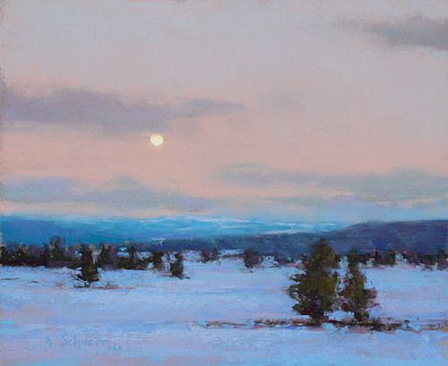 "Moonrise Over Teton Flats" by Aaron Schuerr | Plein Air Painting