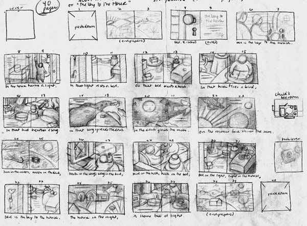 Beth Krommes’s storyboard for "The House in the Night"