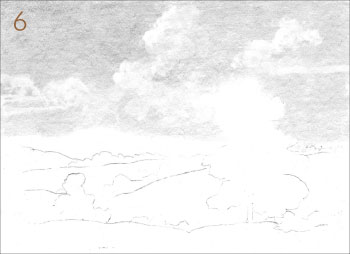 How to draw a landscape with painterly style, step 6