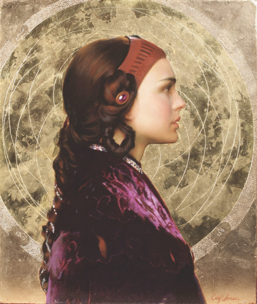 Padme Resplendent With Naboo Mandala (oil, 24 x 20) by Carl Samson | Star Wars Art | How Carl Samson Painted an Oil Portrait of Padmé for Star Wars Art: Visions by George Lucas