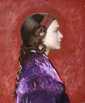 Oil Portrait of Padme 7 - Indian red ground background for Gold Leaf | Star Wars Art | How Carl Samson Painted an Oil Portrait of Padmé for Star Wars Art: Visions by George Lucas