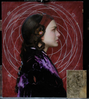Oil Portrait of Padme 9 - Transfer and Incising of Mandala | Star Wars Art: How Carl Samson Painted an Oil Portrait of Padmé for Star Wars Art: Visions by George Lucas