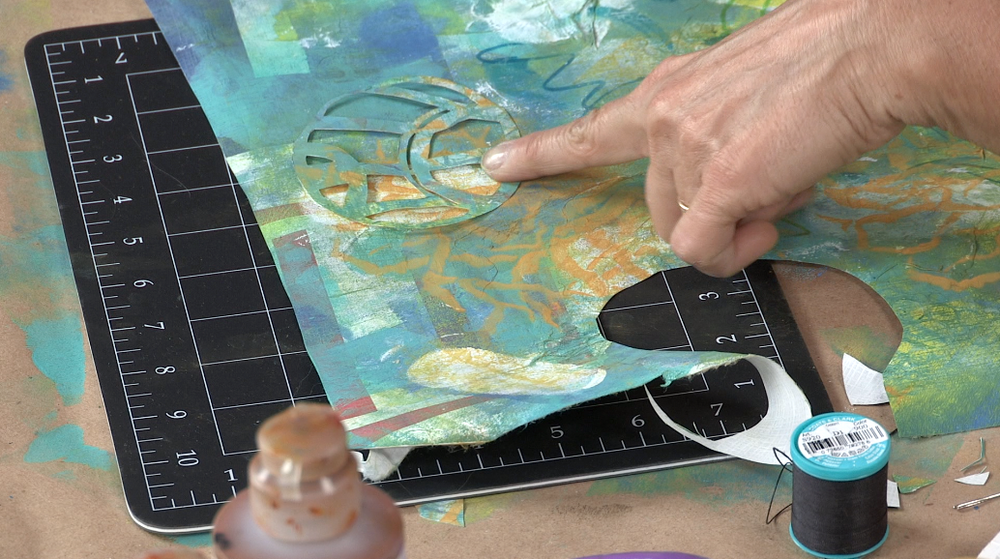 Gelli Plate Printing with Stencils for Making Mixed-Media Backgrounds