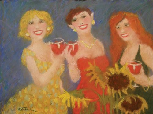 Girls’ Night Out , version 1 | pastel painting