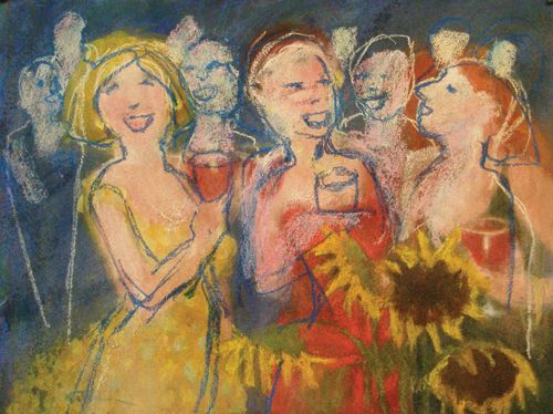 Girls’ Night Out , version 2 | pastel painting