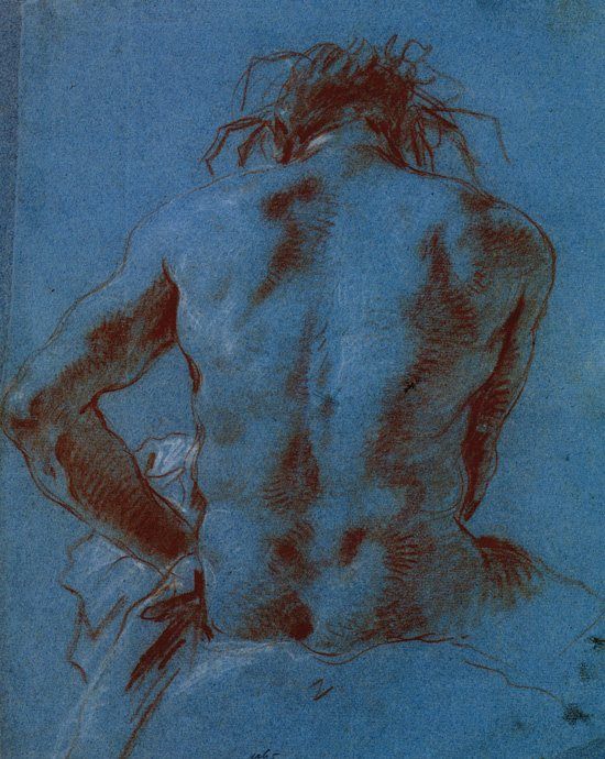 Tiepolo, Study of the Back, pencil drawing with sanguine and white chalk.