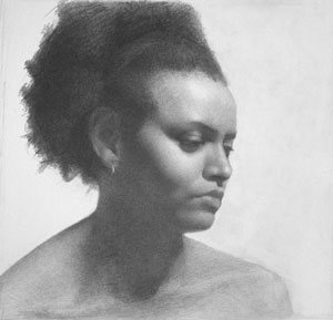 Taquia by Gregory Mortenson, graphite profile portrait drawing on paper, 11 x 14, 2007.