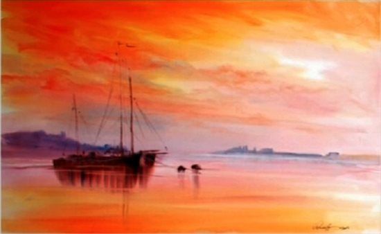 easy watercolour painting sunset