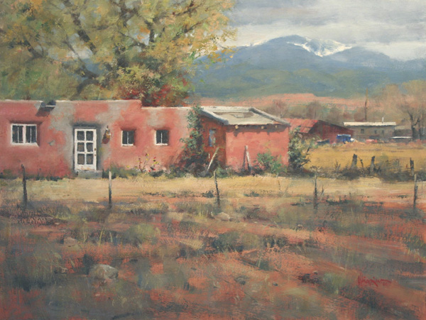 House at Arroyo Jacona by Doug Higgins, 2006, oil painting, 18 x 24.