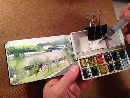 Painting in a Pocket Sketchbook with Watercolor Plus 5 Must Have Tools