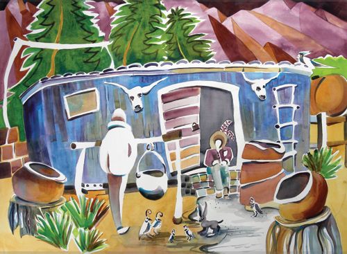 Camp Ranch (watercolor on paper, 22x30) by Nancy E. Caldwell | up-and-coming artists