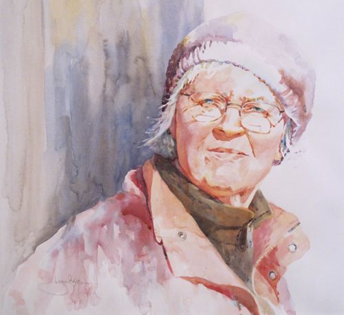 Carol (watercolor on paper, 17x18) by Lynn Powers | up-and-coming artists
