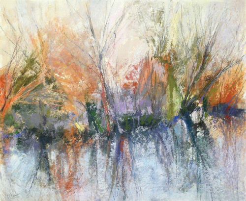 Reflections 2 (pastel on board, 22x27) by Joanne Last | abstract pastel landscapes