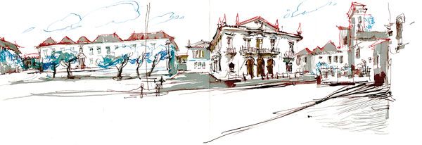 Urban Sketching: A Panorama in Pen & Ink and Watercolor