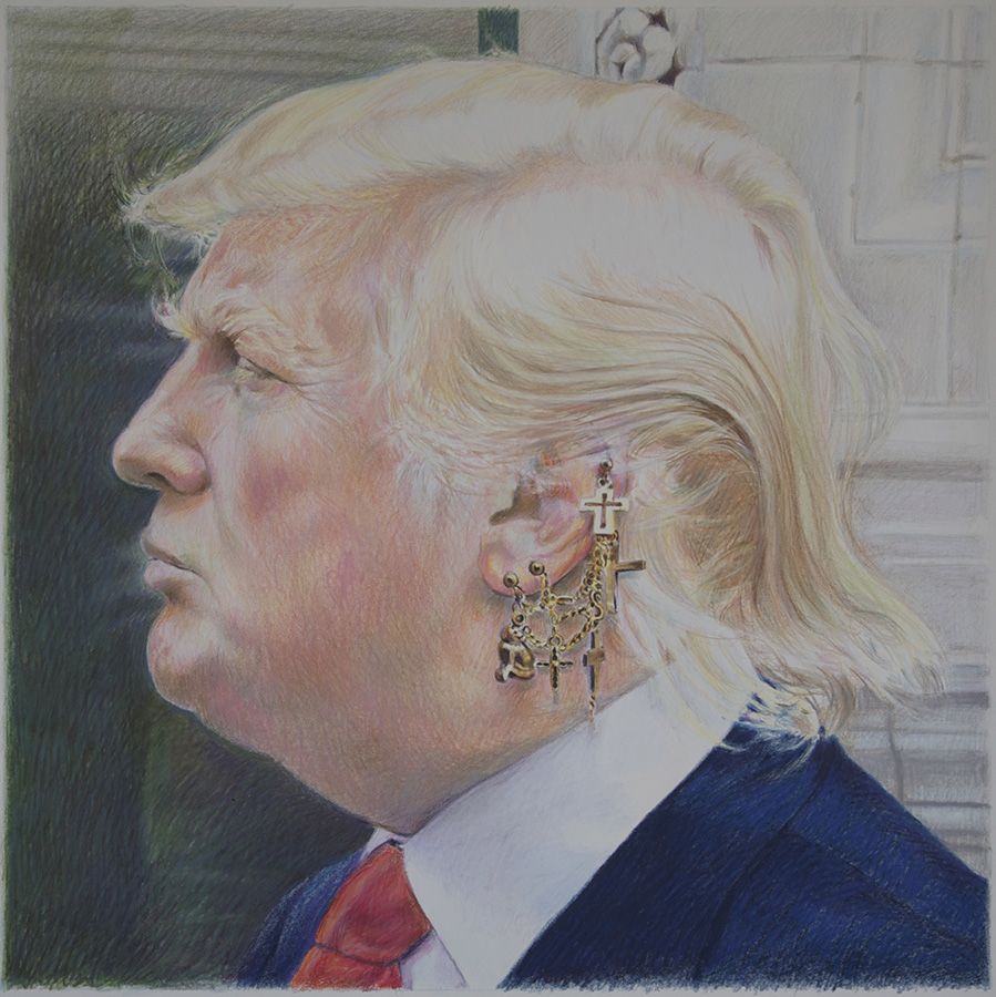 Political art: Eric Yahnker's colored pencil drawing of Trump.