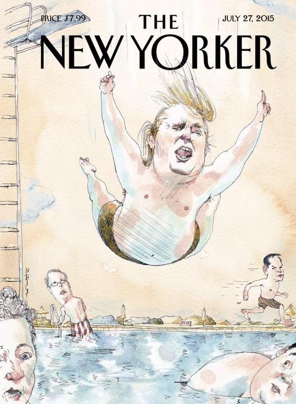 Political art: Donald Trump in Belly Flop on New Yorker Cover