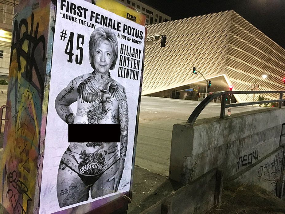 Political art: Hillary Clinton topless and tatted