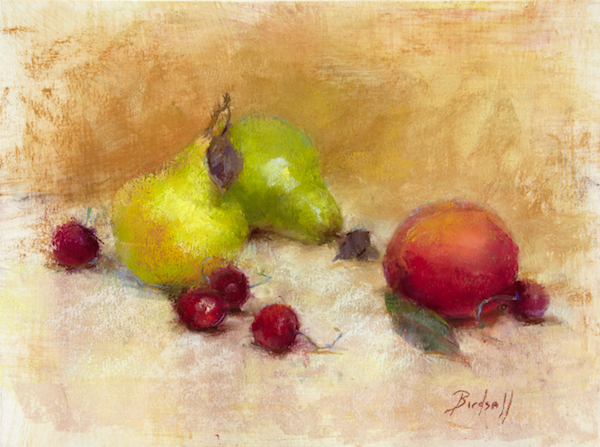 soft pastel drawings of fruits