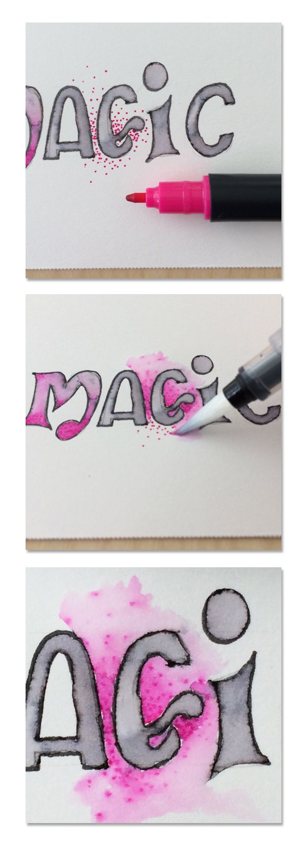 Learn how to create bounce lettering using small brush pens – Vial