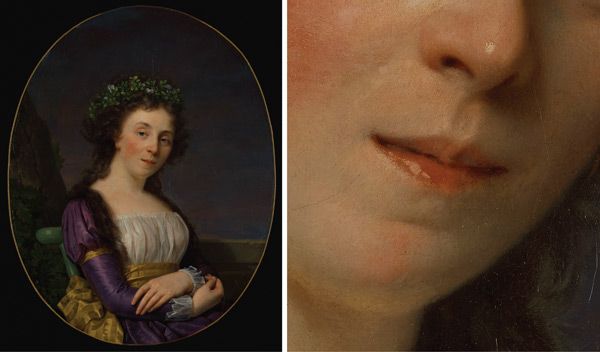 Painting the Mouth: Portrait of Marie-Louise Joubert, nee Poulletier de Perigny by François-Zavier Fabre, plus detail; digital images courtesy of the Getty’s Open Content Program | ArtistsNetwork.com