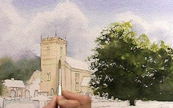 HOW TO PAINT WHITE BUILDINGS IN WATERCOLOR - Watecolor Tutorial by