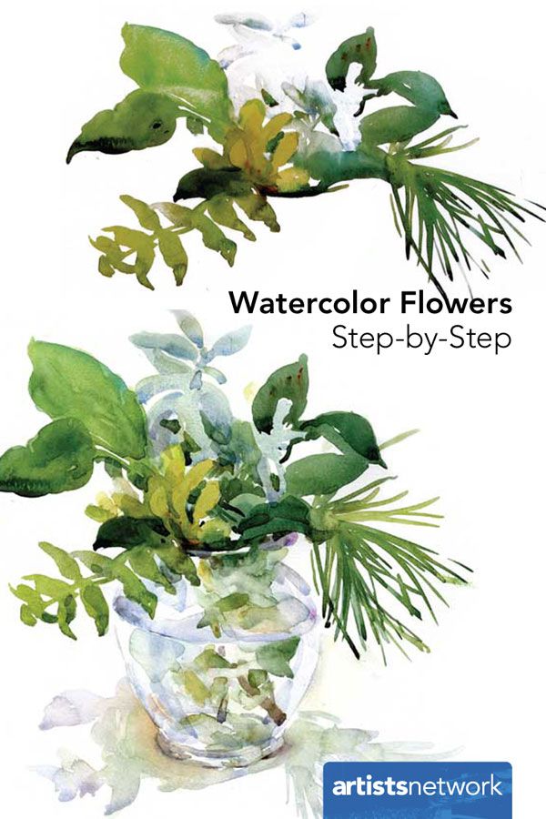 Loose watercolor flowers arrangement. Hand painted floral