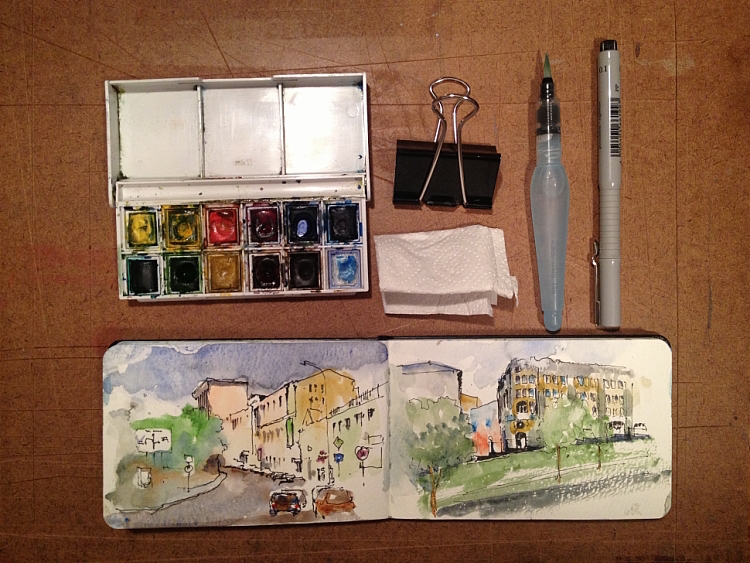 Painting in a Pocket Sketchbook with Watercolor Plus 5 Must Have Tools