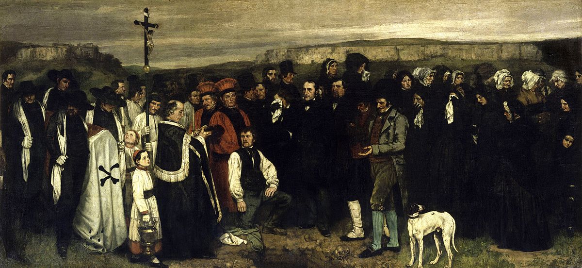 Burial at Ornanns by Gustave Courbet, 1849-50, oil. 