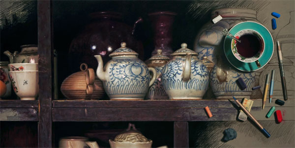 19th_Annual_Pastel_100_Competition_Founders-Award_Lopez_Painting_Old_Chinese_Pottery | artistsnetwork.com