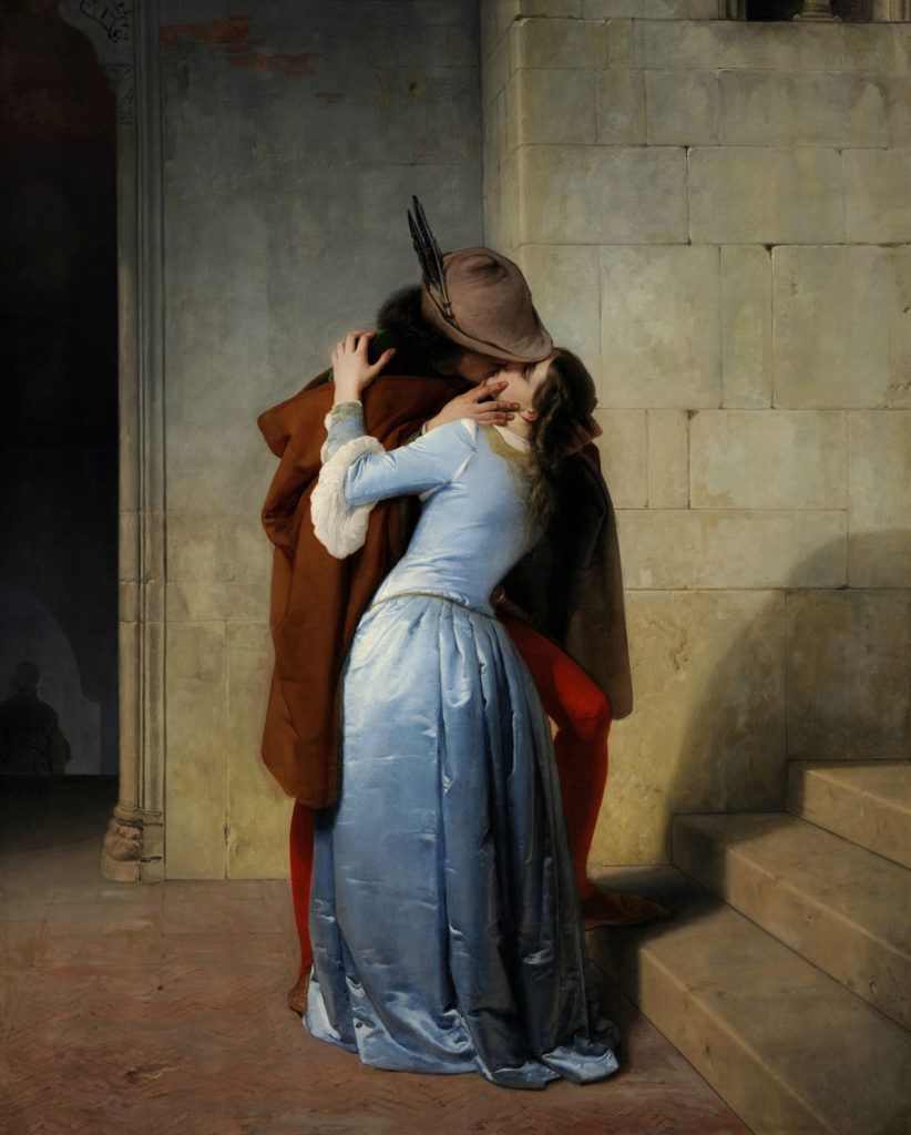 Top 10 Romantic Paintings Of All Time Let S Canoodle   El Beso Pinacoteca De Brera Milán 1859 822x1024 .optimal 