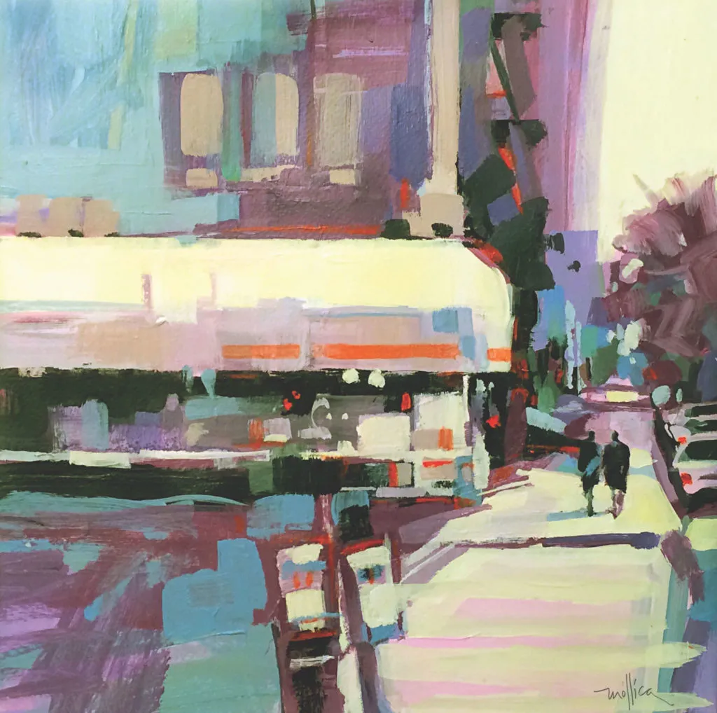 Upper West Side by Patti Mollica, acrylic on canvas; example of square color scheme | How to Choose Color Schemes