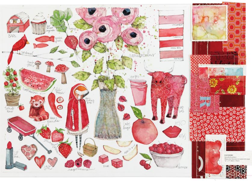 A red one-color wonder from Danielle Donaldson, featured in her book, The Art of Creative Watercolor.