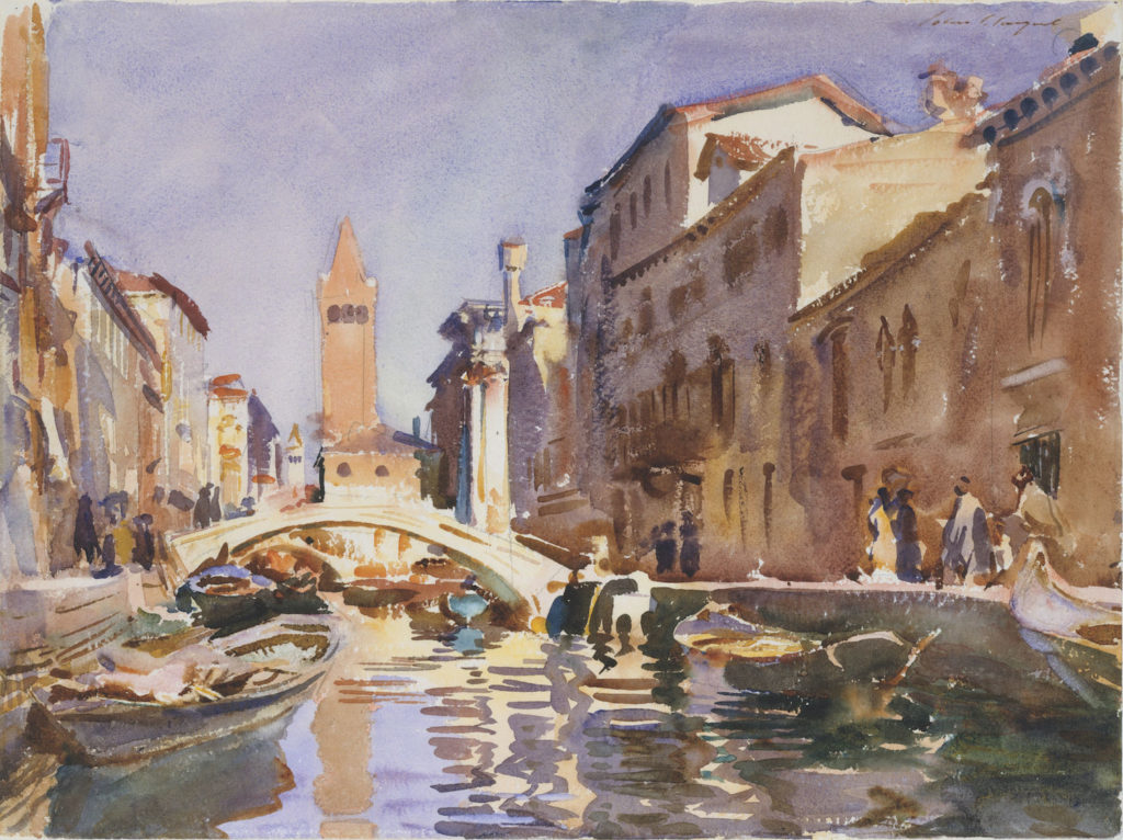 Venetian Canal by John Singer Sargent (1913; watercolor and graphite on paper, 15¾x21) 