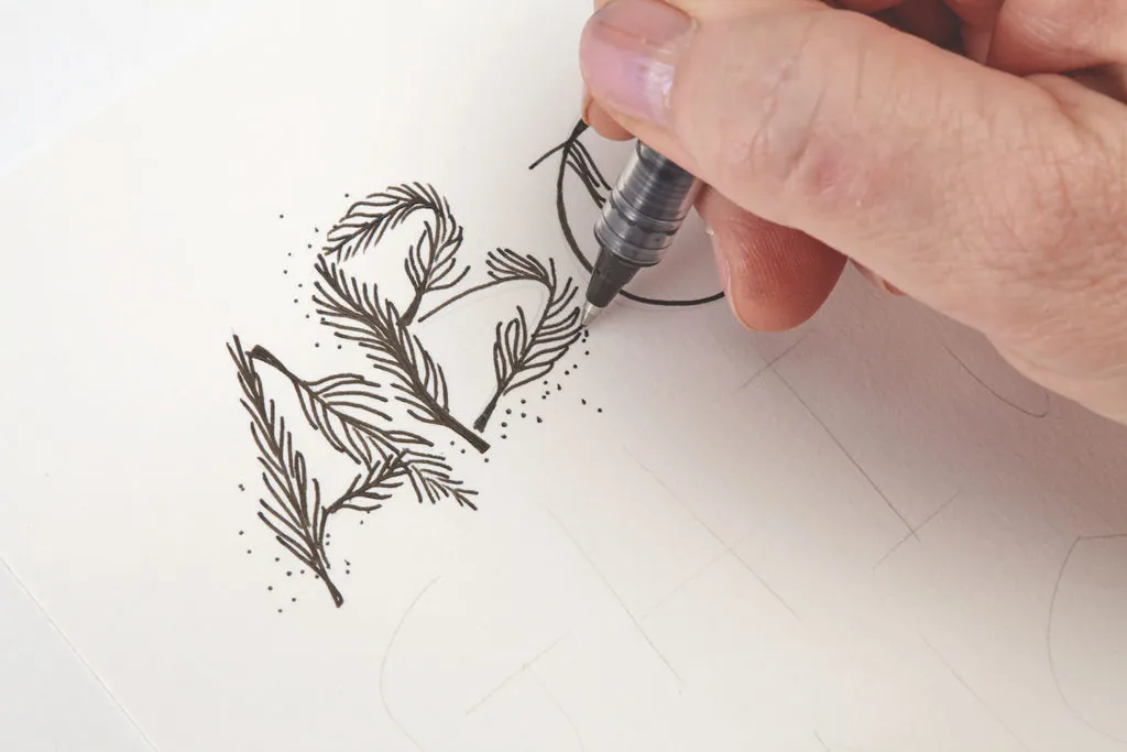Floating Feathers, Step 2 |10 Hand Lettering Techniques with an Artful Spin by Joanne Sharpe | Artists Network