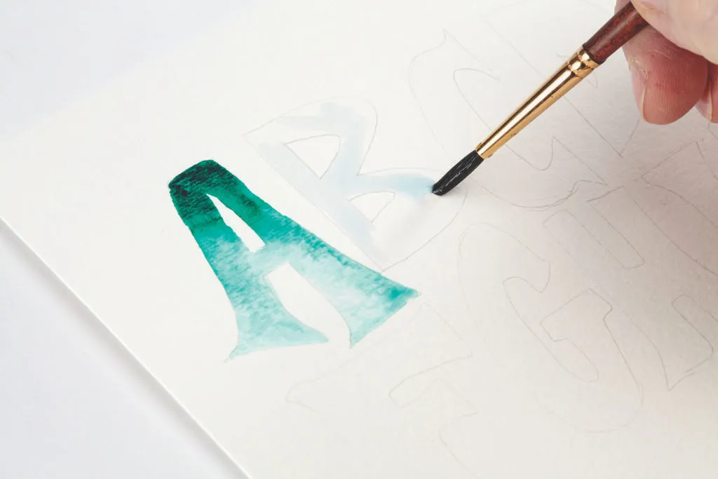 Watercolor Ombre, Step 1 | 10 Hand Lettering Techniques with an Artful Spin by Joanne Sharpe | Artists Network