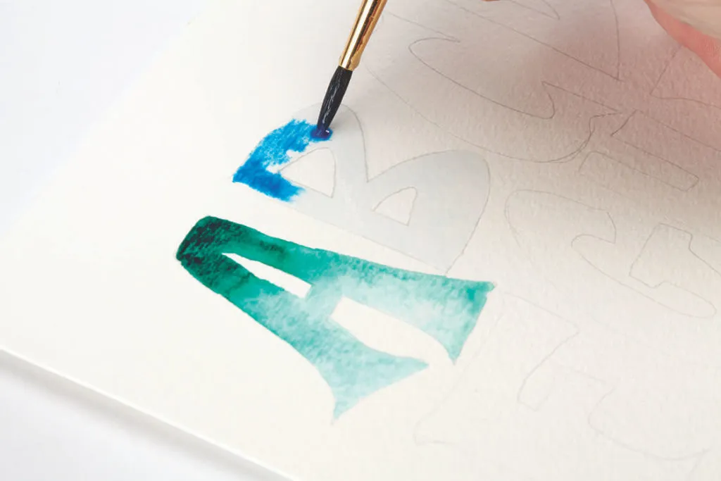 Watercolor Ombre, Step 2 | 10 Hand Lettering Techniques with an Artful Spin by Joanne Sharpe | Artists Network