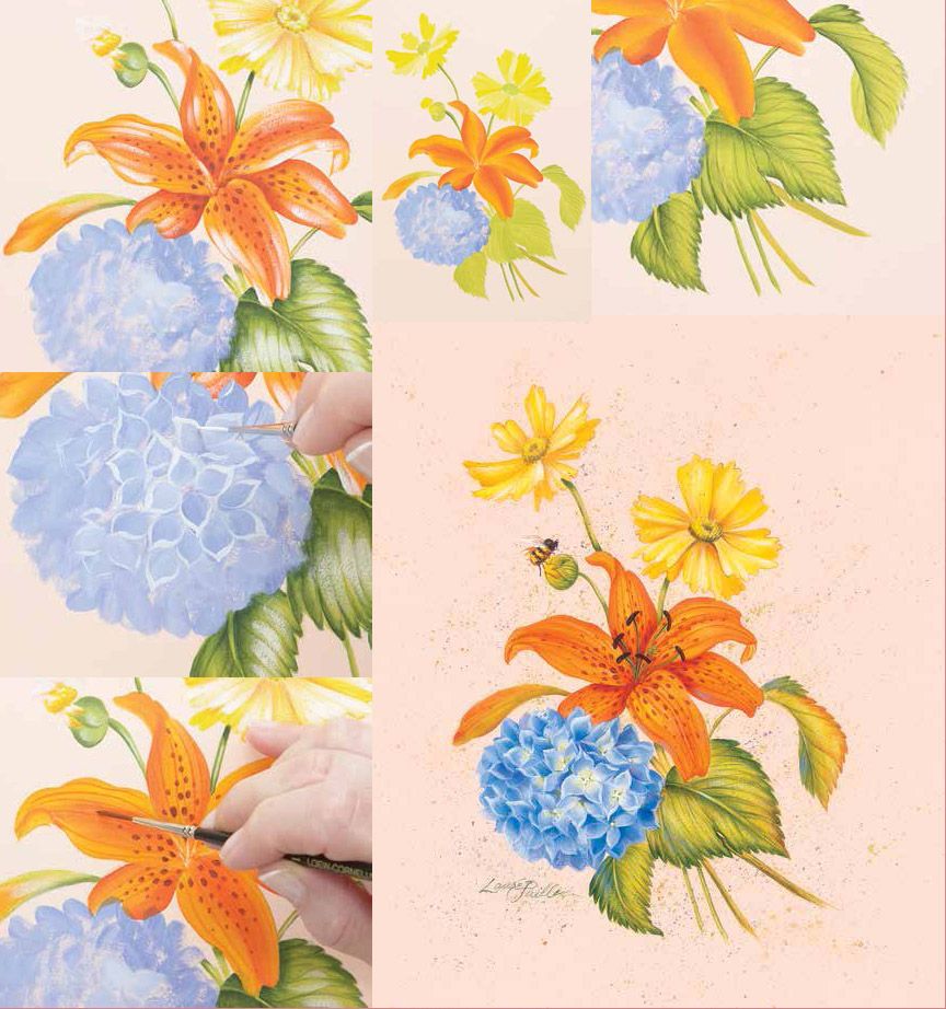 painting flowers in acrylic step by step