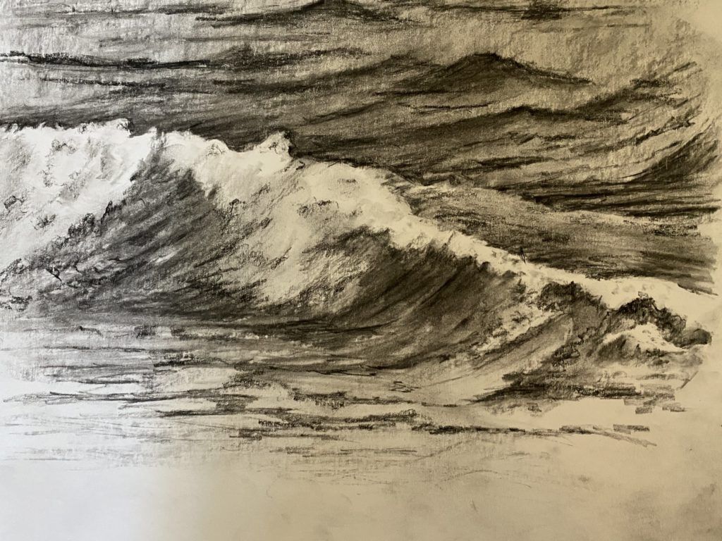 ocean waves pencil drawing