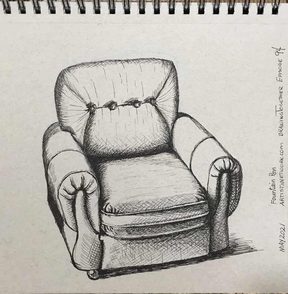 pencil drawing of a small wooden chair — aaron schoenfelder
