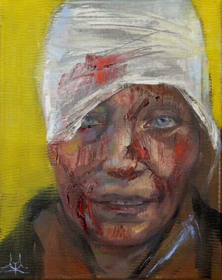 First Face of War by Zhenya Gershman (14 x 12, oil on canvas) sold for $100K via Heritage Auctions.