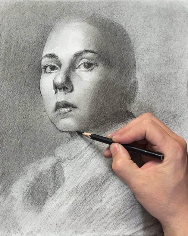 pencil sketch of woman in style of efrain malo using fine lines