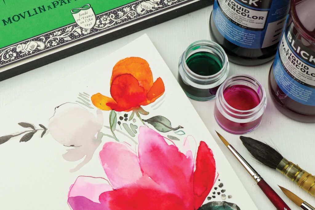 Painting florals in liquid watercolors