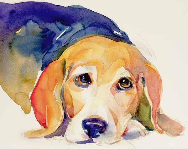 Watercolor painting of a dog
