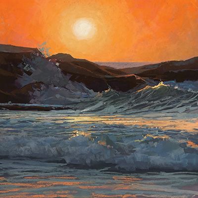 ORIGINAL Pastel Intense Sunset Pastel Painting/pastel Drawing/pastel Chalk/ pastel Painting/sunset/sunsetpainting 
