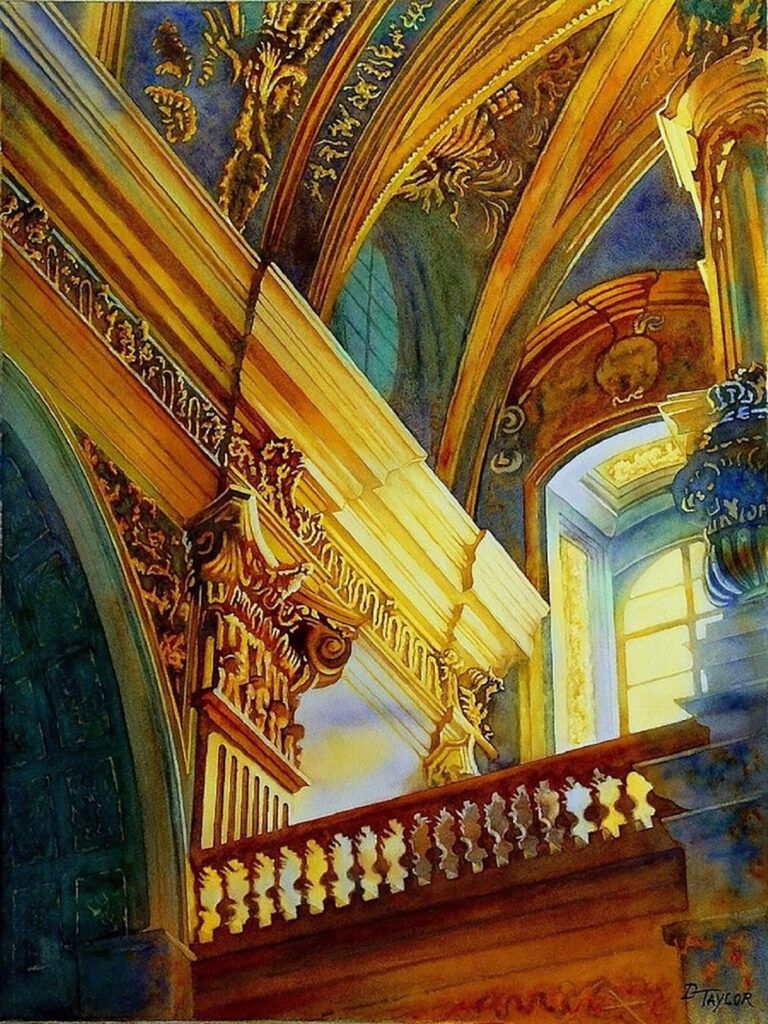 Angles, Arches & Light (2010; watercolor on 300-lb. Fabriano paper, 76x55) by Don Taylor
