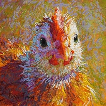 Chicklet (pastel on board, 5x5) by Rita Kirkman